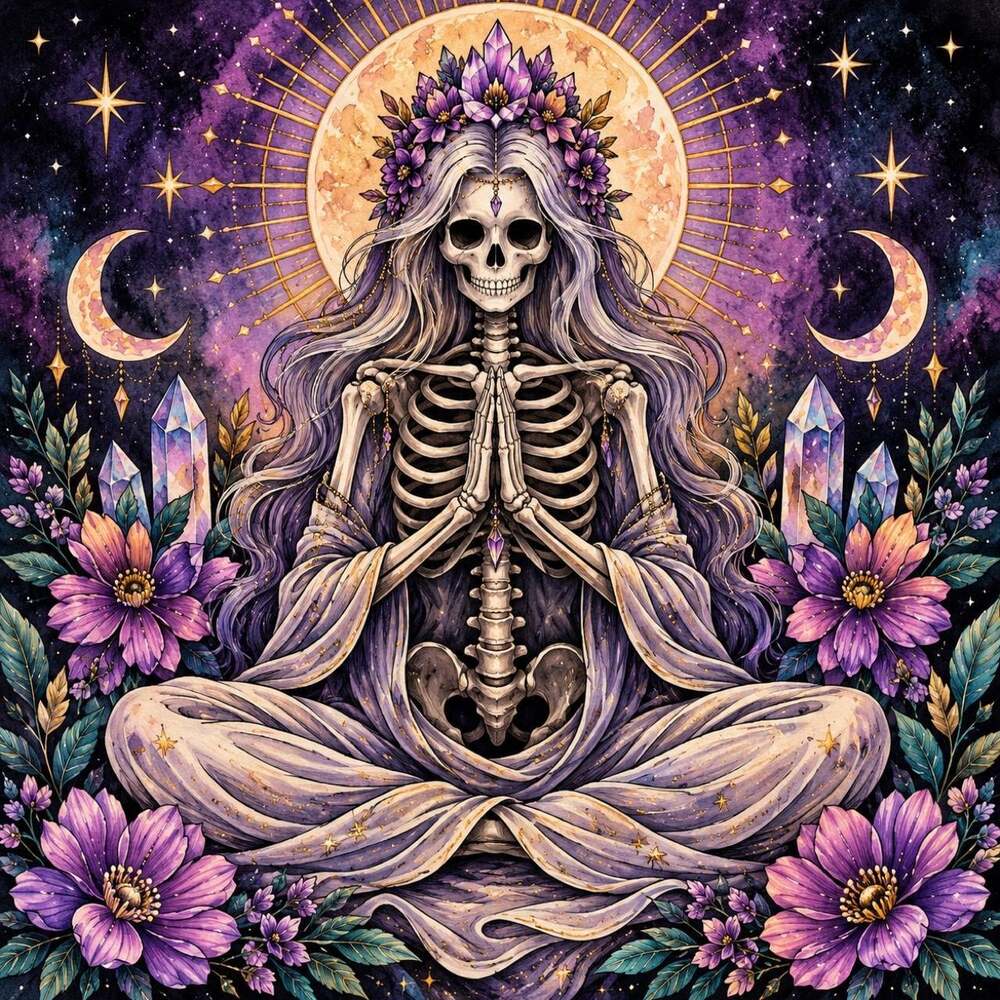 8 X 8 Framed Purple Celestial Skeleton 7 D 38
